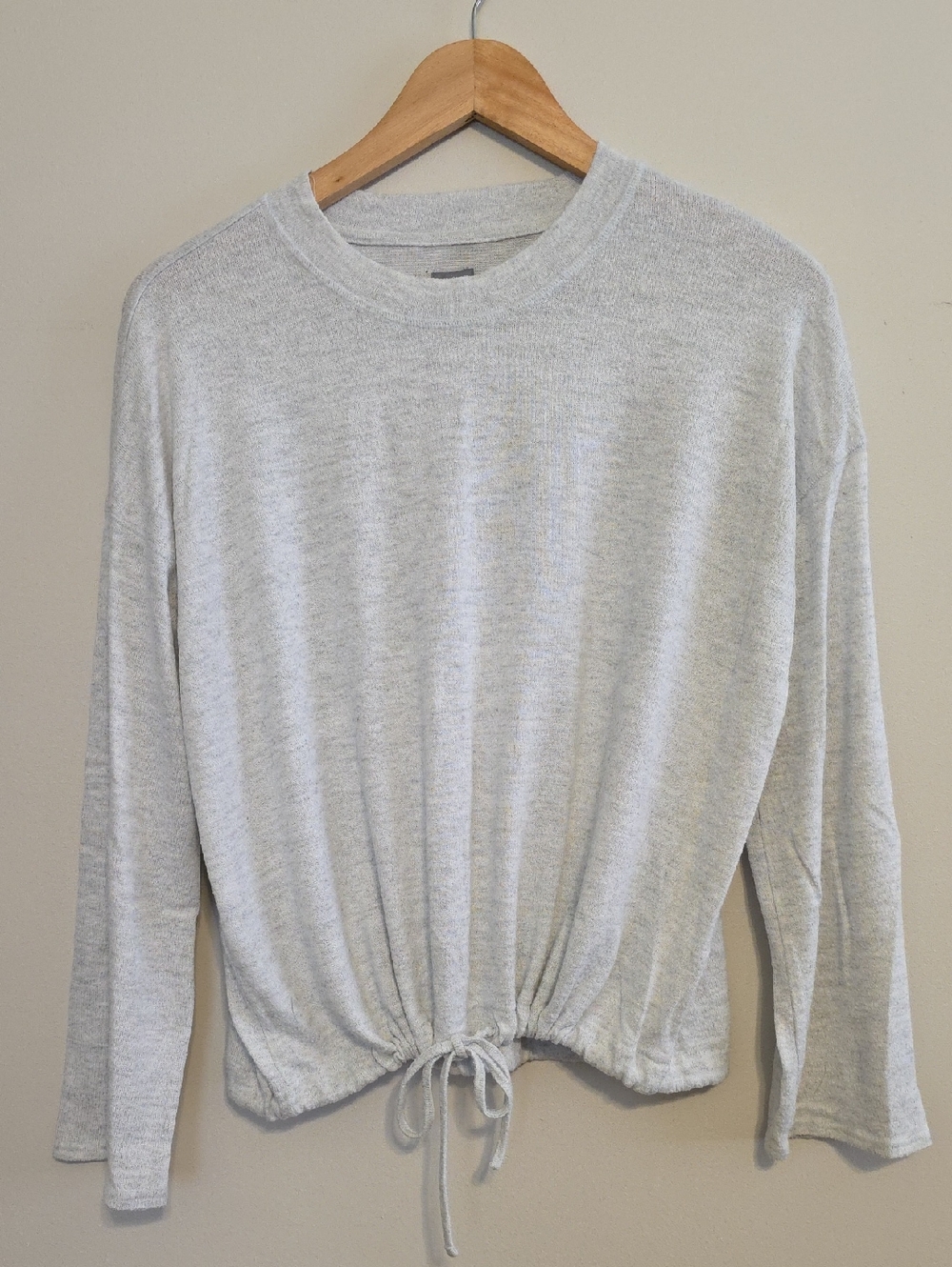 aerie light gray drawstring hem sweater